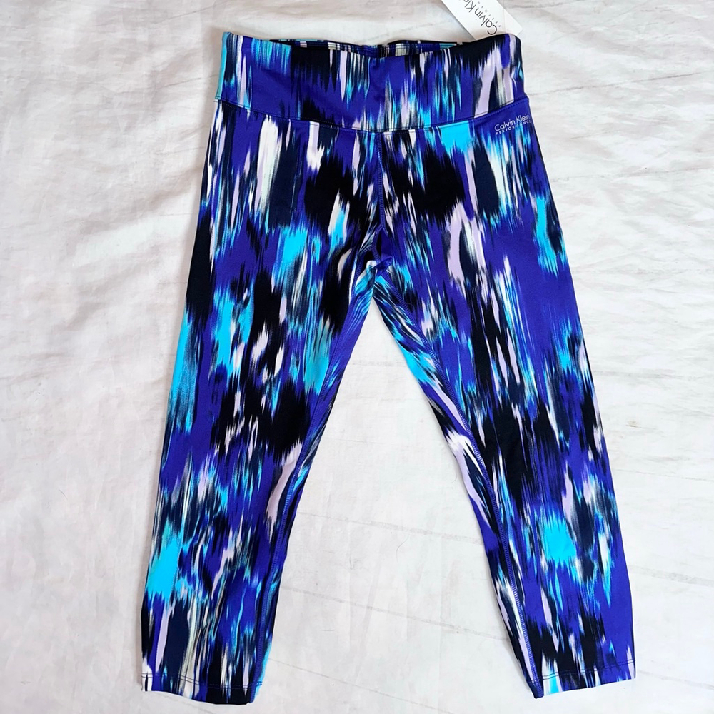NWT Women’s Small Calvin Klein Performance Tie Dye Print Crop Leggings BL Violet